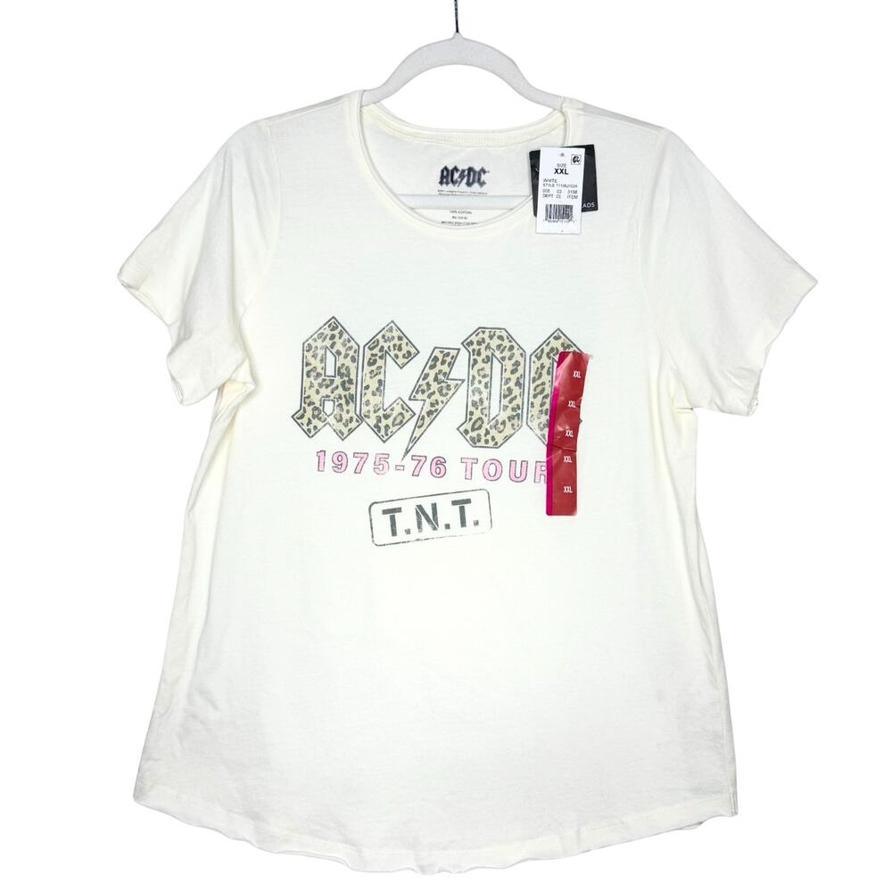 ACDC Leopard Print Graphic Band Tee XXL 1975-76 Tour T.N.T Rock Festival T-Shirt